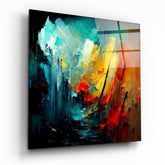 Collapsed City Silhouette Glass Wall Art  || Designers Collection.